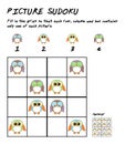 Childrens sudoku puzzle with cute owls