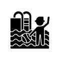 Childrens swimming pool black glyph icon