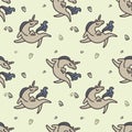 Cute illustration for childrens textile. Seamless pattern. Soft colors. White unicorns. Royalty Free Stock Photo