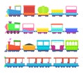 Childrens toys. Miniatures of colored cartoon trains