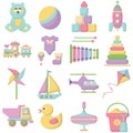 Childrens toys, a set of vector toys for children.