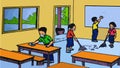 Childrens Unity clean up room to prevent Covid-19 vector background