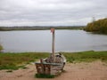 Childrens wood play boat in country park