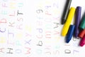 Childrens writing with wax crayons Royalty Free Stock Photo