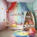 Childs Bedroom. AI Generated Royalty Free Stock Photo