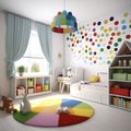 Childs Bedroom. AI Generated Royalty Free Stock Photo