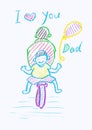 Childs crayon drawing of a Father's Day card