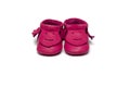 Childs dark pink booties on a white background