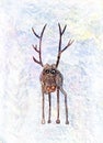 Childs drawing of a lonely deer