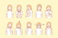 Childs emotions and facial expressions set