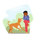 Childs Fear Of Dog, Little Boy Character Appears Anxious And Tense In The Dog's Presence Cartoon Vector Illustration Royalty Free Stock Photo