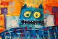 A childs painting of a monster under the bed Royalty Free Stock Photo
