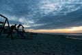 Childs playground in sunset at the beach Royalty Free Stock Photo