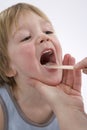 Childs tonsils are checked Royalty Free Stock Photo