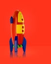 Childs toy rocket on white background Royalty Free Stock Photo