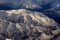 CHILE ARGENTINA Aerial view of the Andes mountain range with highest and snowy peaks such as Aco Royalty Free Stock Photo