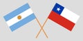 Chile and Argentina. Chilean and Argentinean flags