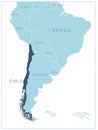Chile - blue map with neighboring countries and names
