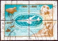 CHILE - CIRCA 1974: Four stamps printed in Chile shows Easter Island turtle, Polynesian dancer, Map of Fiji Islands, Kangaroo