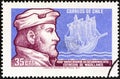 CHILE - CIRCA 1971: A stamp printed in Chile shows Magellan and Caravel, circa 1971.