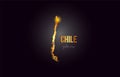 Chile country border map in gold golden metal color design