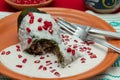 Chile en Nogada is a traditional mexican dish. Poblano pepper stuffed Royalty Free Stock Photo