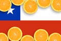 Chile flag in citrus fruit slices horizontal frame