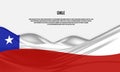 Chile flag design. Waving Chile flag made of satin or silk fabric. Royalty Free Stock Photo