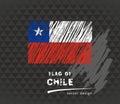 Chile flag, vector sketch hand drawn illustration on dark grunge background Royalty Free Stock Photo