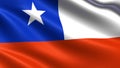 Chile flag, with waving fabric texture