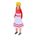 Chile girl icon isometric vector. Country travel