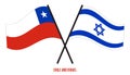 Chile and Israel Flags Crossed And Waving Flat Style. Official Proportion. Correct Colors Royalty Free Stock Photo