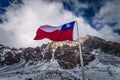 Chile - July 07, 2017: Chilean Flag in the border between Argentina and Chile