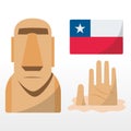 chile moai and flag