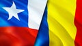 Chile and Romania flags. 3D Waving flag design. Chile Romania flag, picture, wallpaper. Chile vs Romania image,3D rendering. Chile