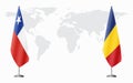 Chile and Romania flags for official meeting