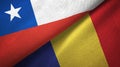 Chile and Romania two flags textile cloth, fabric texture