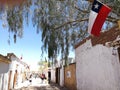 South America Chile San Pedro Atacama Desert Downtown Old Village Spanish Architecture Main Street Chilean Heritage Chile Flag