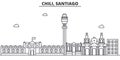 Chile, Santiago architecture line skyline illustration. Linear vector cityscape with famous landmarks, city sights