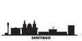 Chile, Santiago city skyline isolated vector illustration. Chile, Santiago travel black cityscape