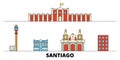 Chile, Santiago flat landmarks vector illustration. Chile, Santiago line city with famous travel sights, skyline, design
