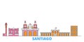 Chile, Santiago line cityscape, flat vector. Travel city landmark, oultine illustration, line world icons