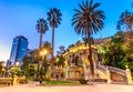 Chile, Santiago night view Neptune Fountain,Santa Lucia Hill Royalty Free Stock Photo