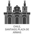 Chile, Santiago, Plaza De Armas travel landmark vector illustration