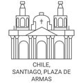 Chile, Santiago, Plaza De Armas travel landmark vector illustration