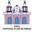 Chile, Santiago, Plaza De Armas travel landmark vector illustration