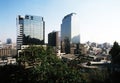 Chile SANTIGO futuristic city skyscraper andes mountain range background Royalty Free Stock Photo