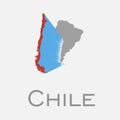 Chile and south american continent map Royalty Free Stock Photo