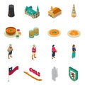 Chile Touristic Attractions Isometric Icons Set