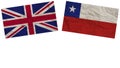 Chile and United Kingdom Flags Together Paper Texture Illustration